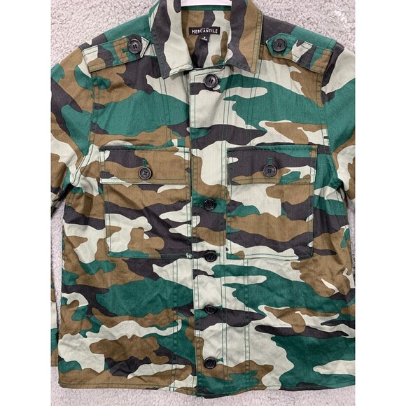 J. Crew Mercantile Small (S) Black Brown Green Camouflage Utility Cargo Jacket - Picture 3 of 10
